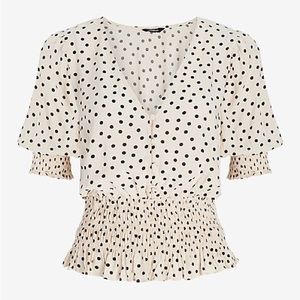 Express Black and Cream Polka Dot Blouse